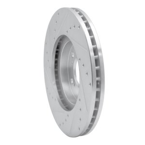 Acura RL Brake Rotor (1) - Front Right - R1 Concepts - Drilled & Slotted - Silver - `99-`04